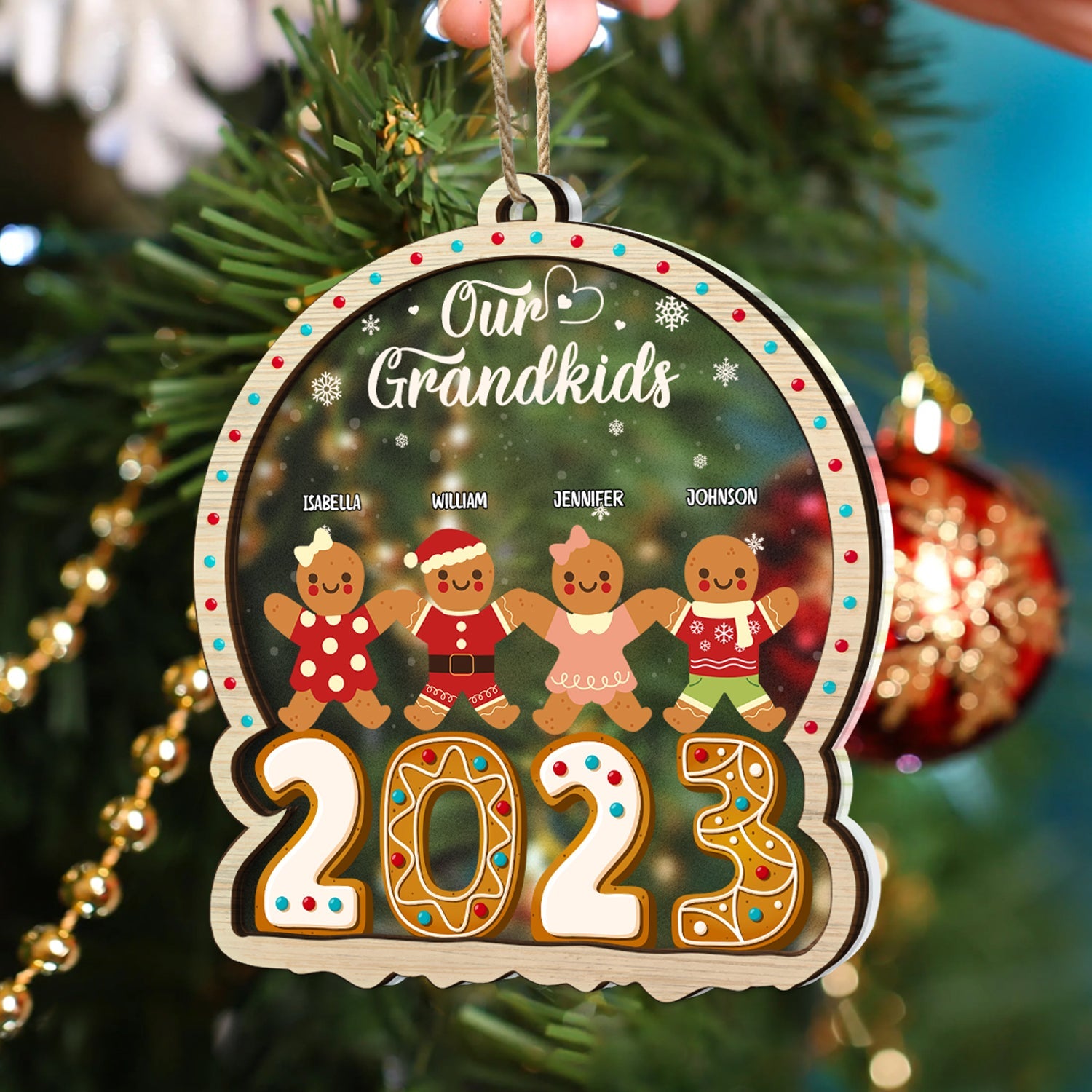 Gingerbread Cookies Our Grandkids - Christmas Gift For Grandma, Grandpa, Grandparents - Personalized 2-Layered Mix Ornament ORNA1210