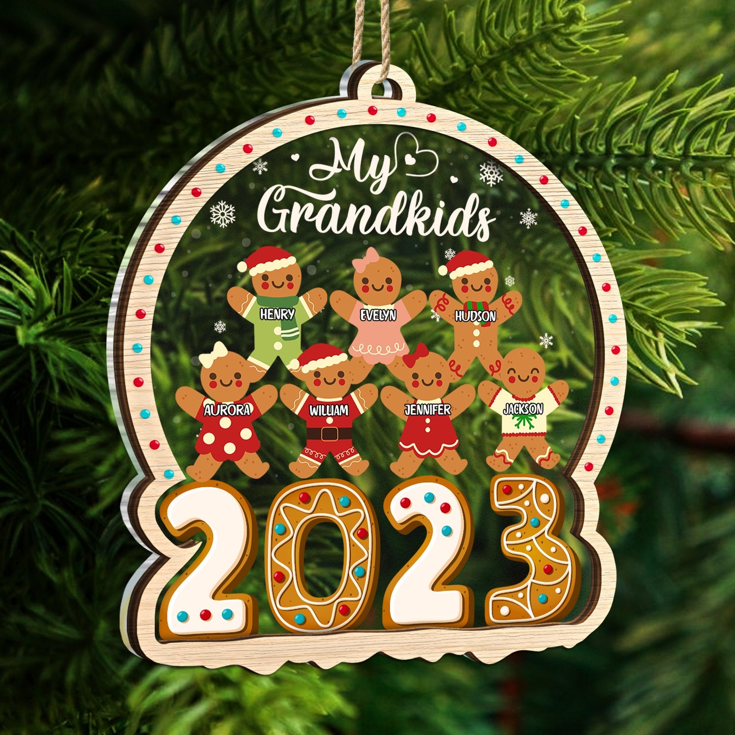 Gingerbread Cookies Our Grandkids - Christmas Gift For Grandma, Grandpa, Grandparents - Personalized 2-Layered Mix Ornament ORNA1210