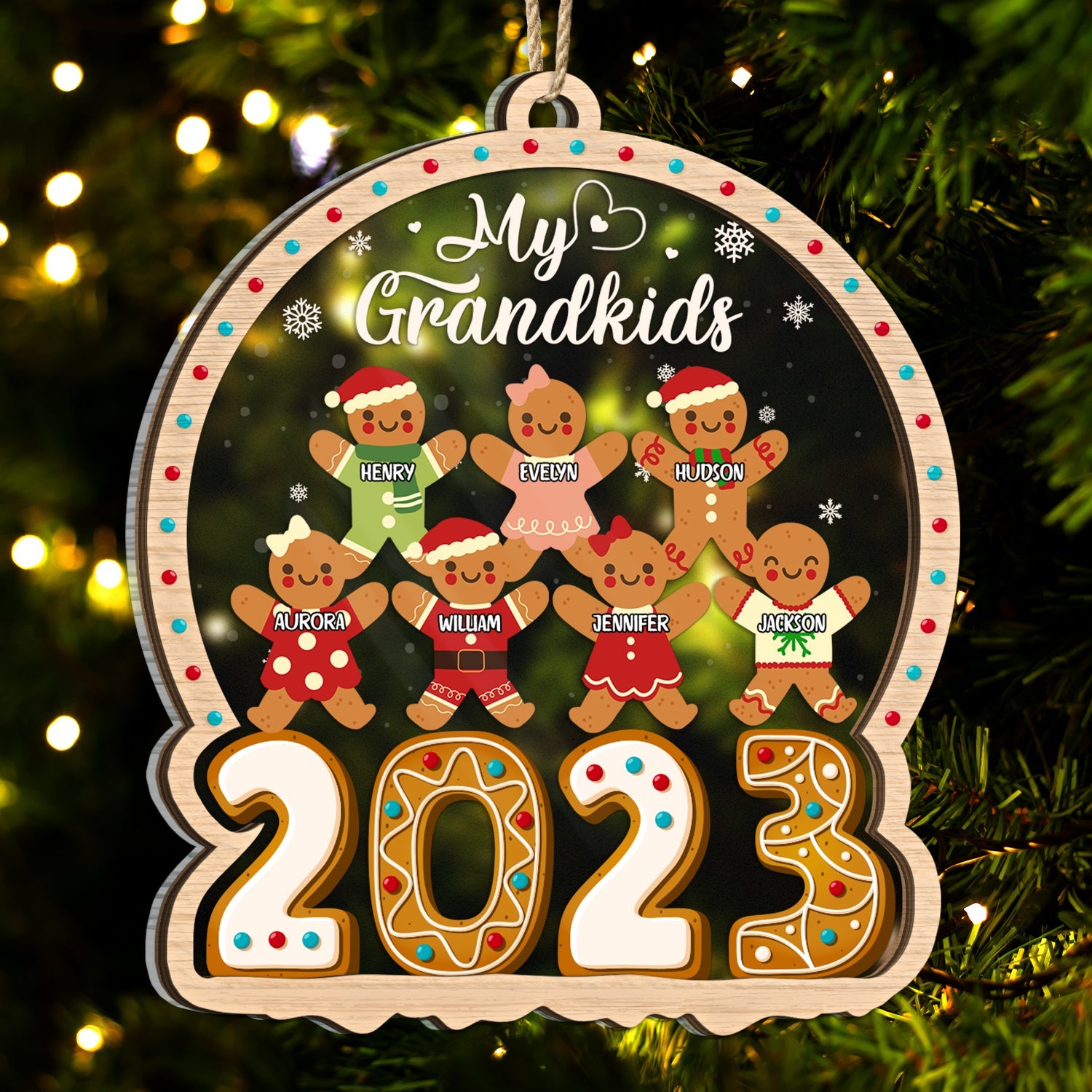 Gingerbread Cookies Our Grandkids - Christmas Gift For Grandma, Grandpa, Grandparents - Personalized 2-Layered Mix Ornament ORNA1210
