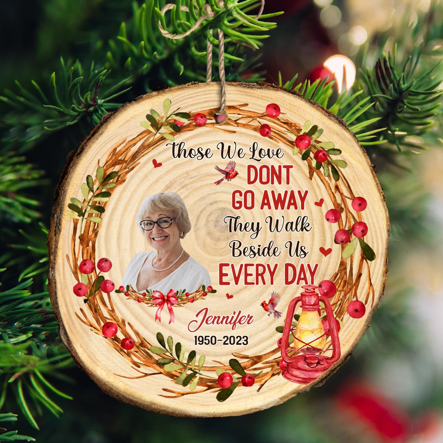 Custom Photo Because Someone We Love Is In Heaven - Christmas, Memorial Gift - Personalized Wood Slice Ornament ORNA1210