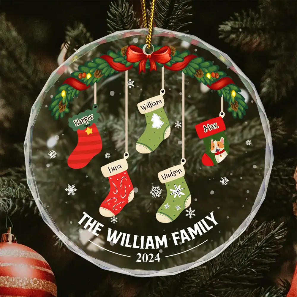 Family Stockings - Personalized Circle Glass Ornament ORNA1210
