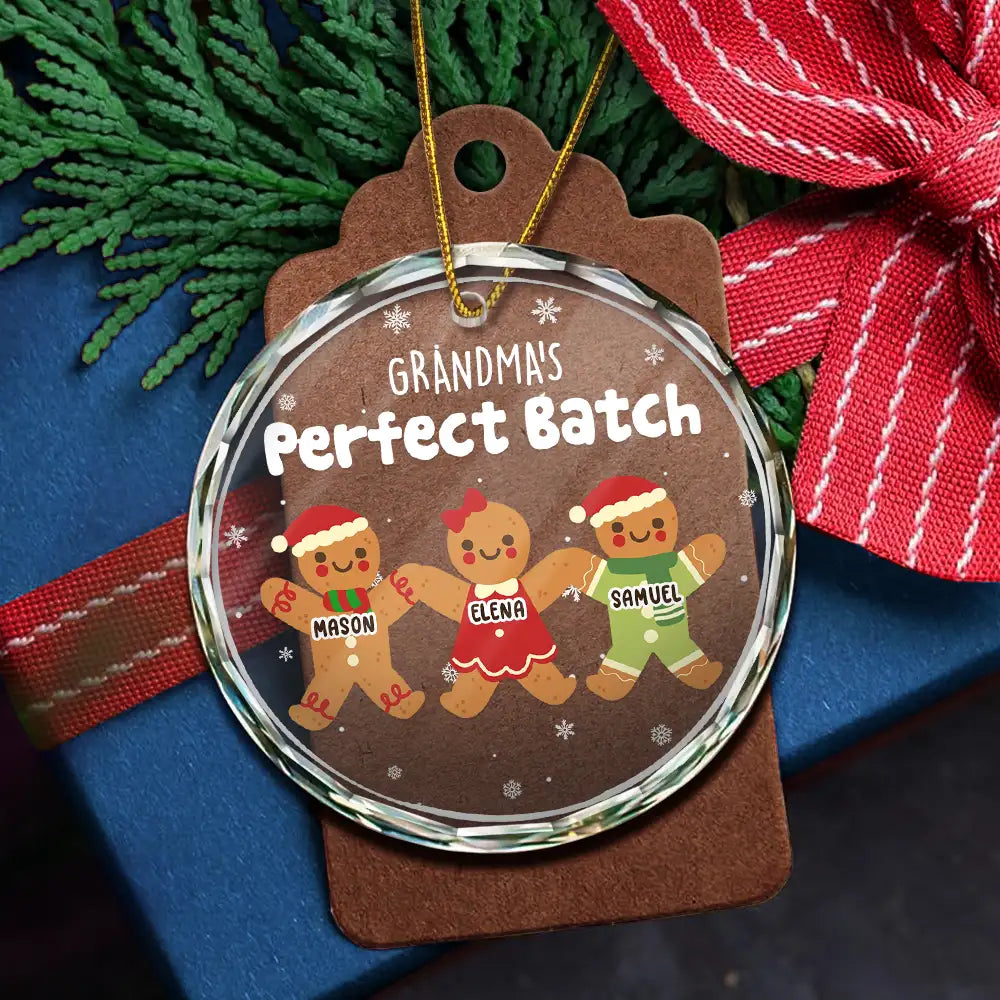 Grandma Grandpa Mom Dad Perfect Batch - Personalized Circle Glass Ornament ORNA1210
