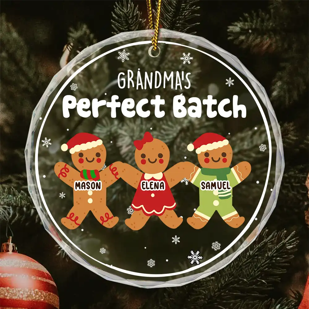 Grandma Grandpa Mom Dad Perfect Batch - Personalized Circle Glass Ornament ORNA1210