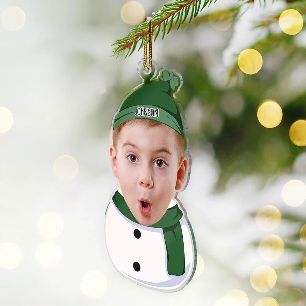 Custom Photo Kids Snowman - Personalized Cutout Acrylic Ornament ORNA1210