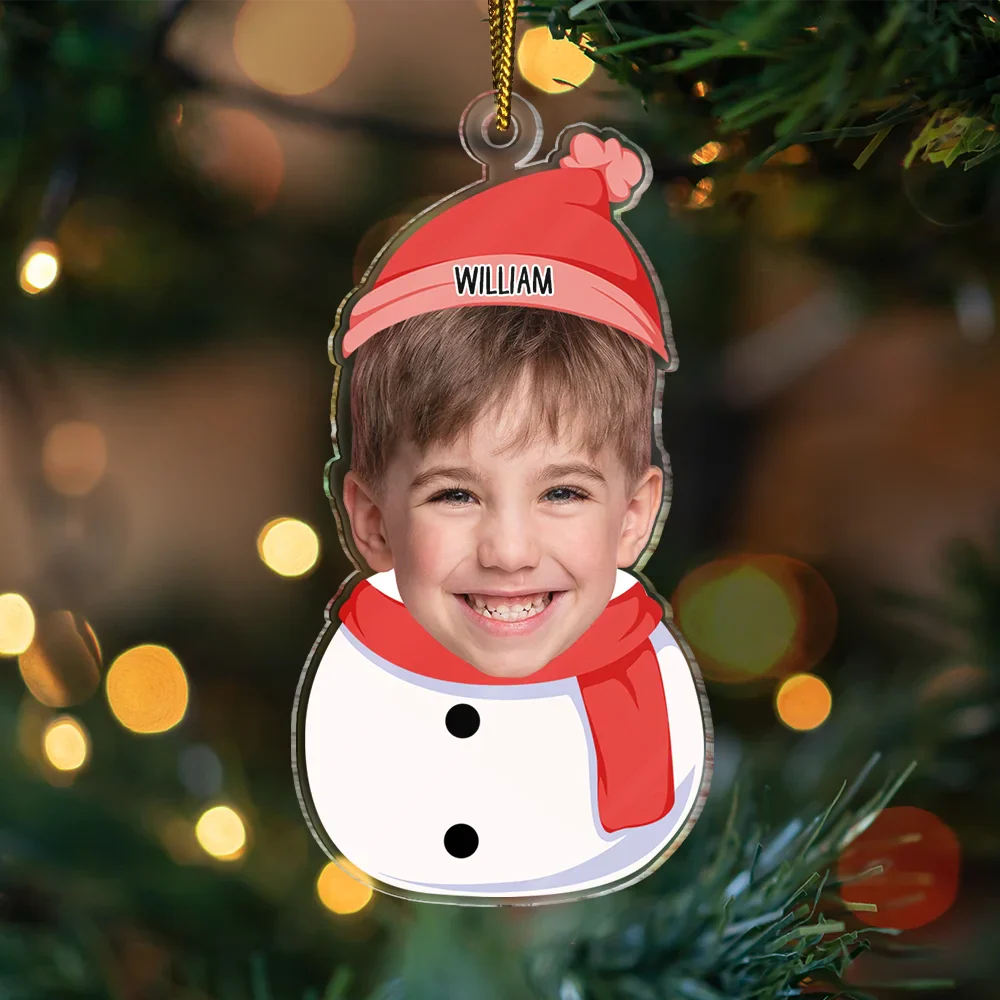 Custom Photo Kids Snowman - Personalized Cutout Acrylic Ornament ORNA1210
