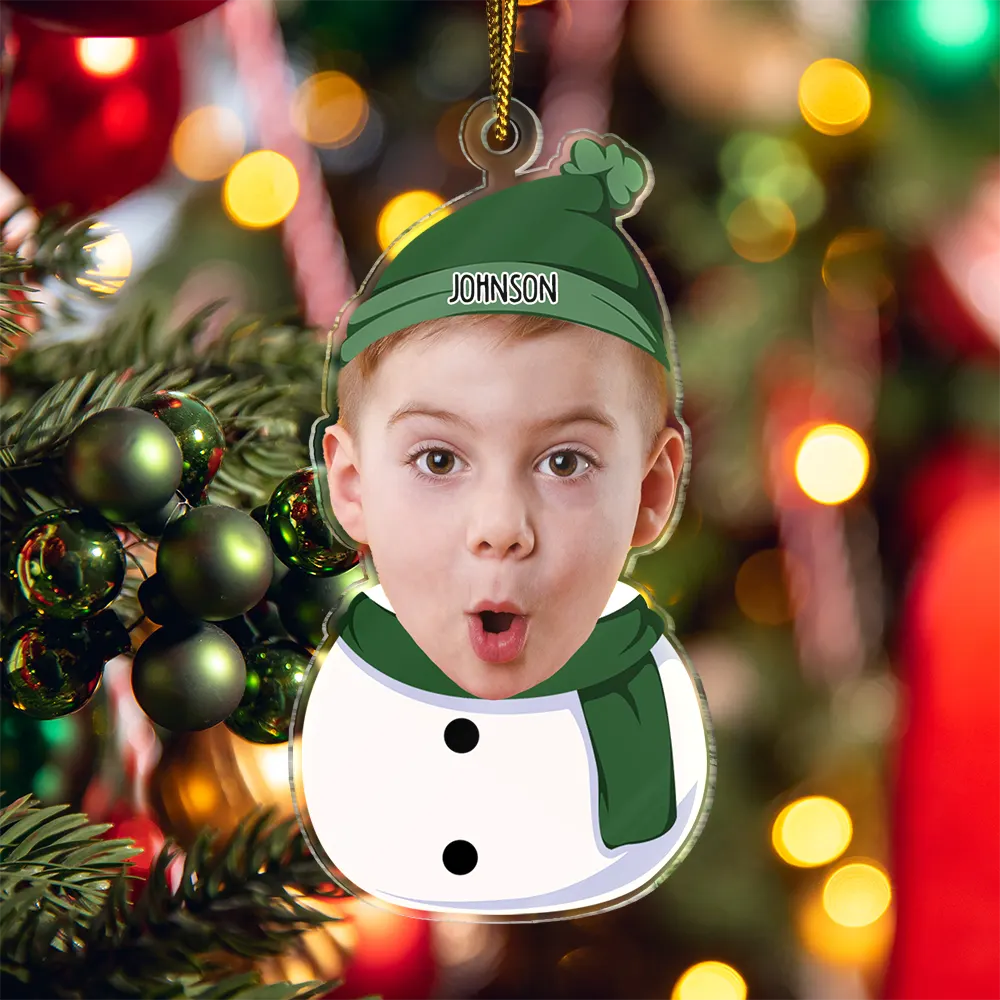 Custom Photo Kids Snowman - Personalized Cutout Acrylic Ornament ORNA1210