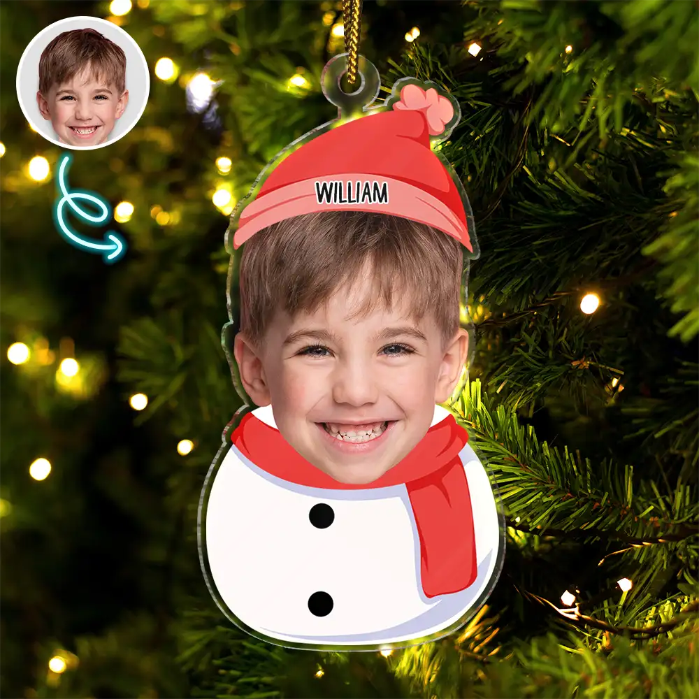 Custom Photo Kids Snowman - Personalized Cutout Acrylic Ornament ORNA1210