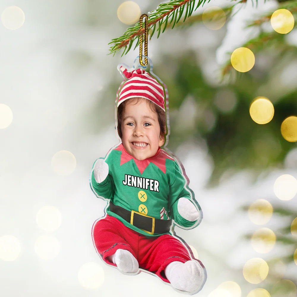 Custom Photo Cute Kid Baby Elf - Personalized Cutout Acrylic Ornament ORNA1210