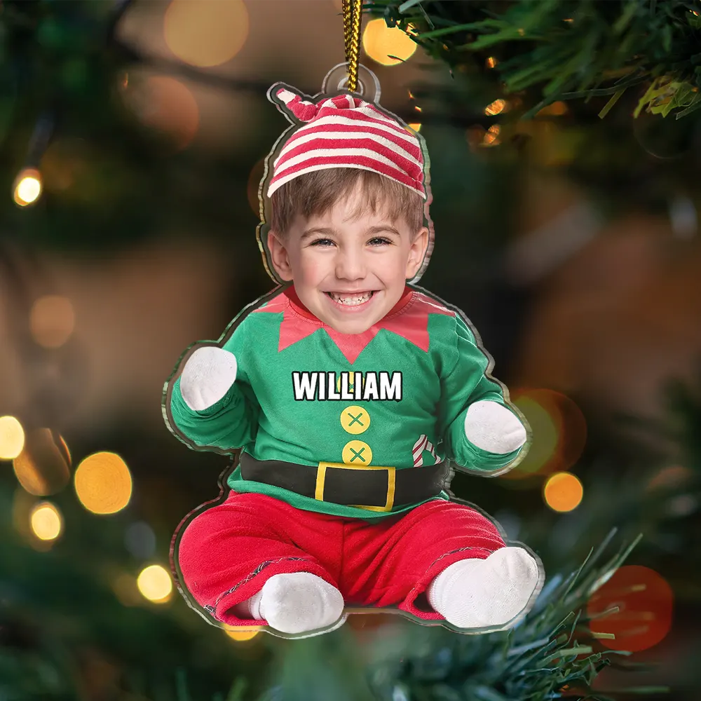 Custom Photo Cute Kid Baby Elf - Personalized Cutout Acrylic Ornament ORNA1210