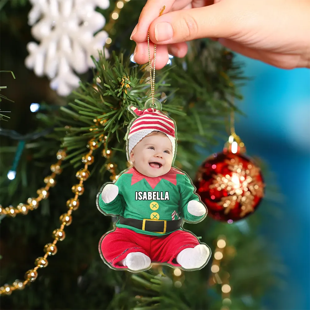 Custom Photo Cute Kid Baby Elf - Personalized Cutout Acrylic Ornament ORNA1210