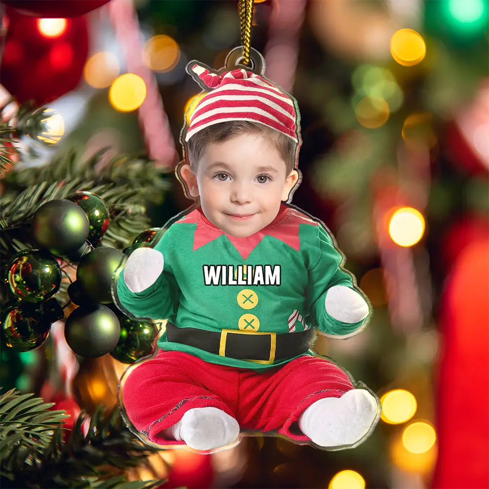 Custom Photo Cute Kid Baby Elf - Personalized Cutout Acrylic Ornament ORNA1210