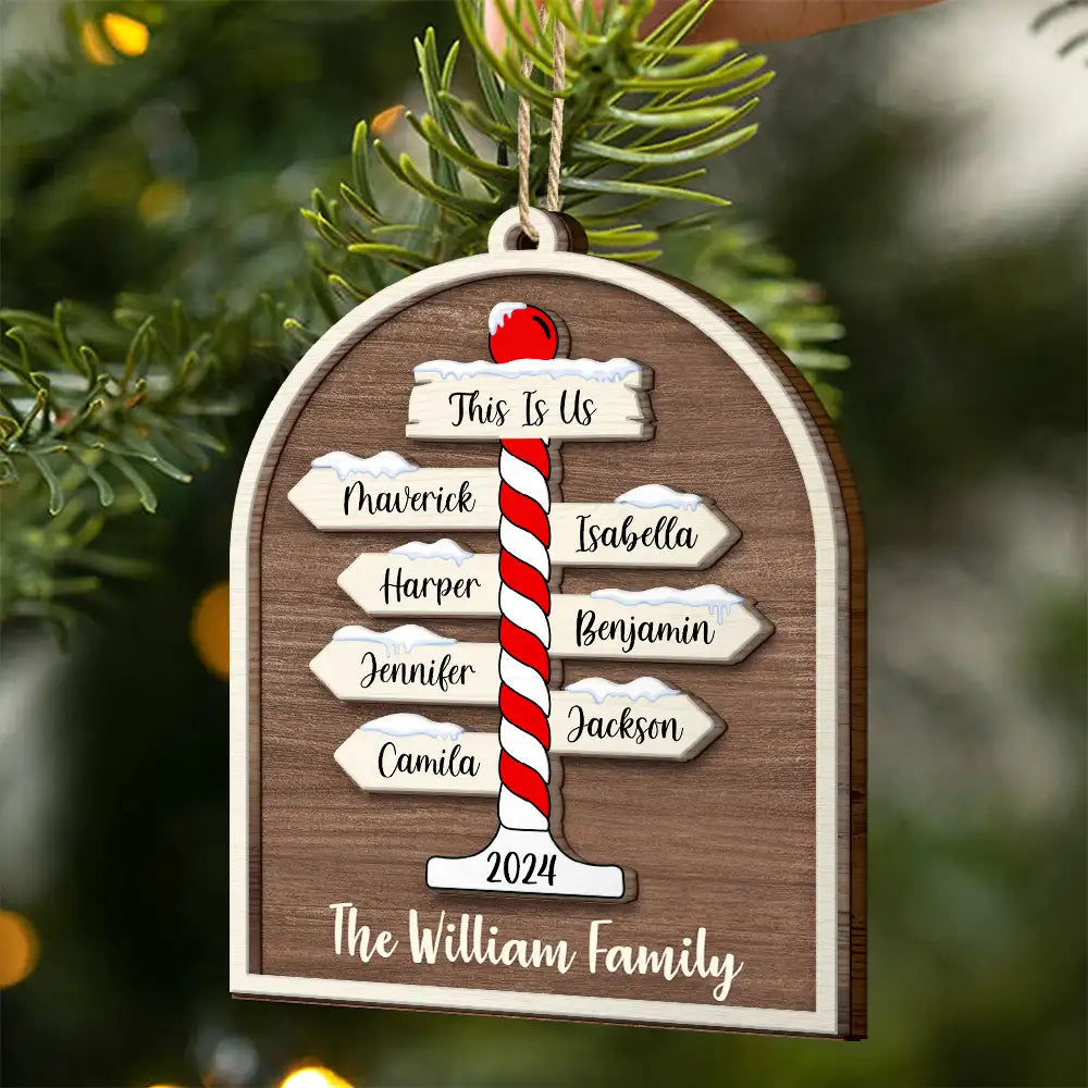 Christmas Family Icon Holiday Signs - Personalized 2-Layered Wooden Ornament ORNA1210