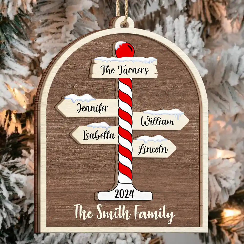 Christmas Family Icon Holiday Signs - Personalized 2-Layered Wooden Ornament ORNA1210