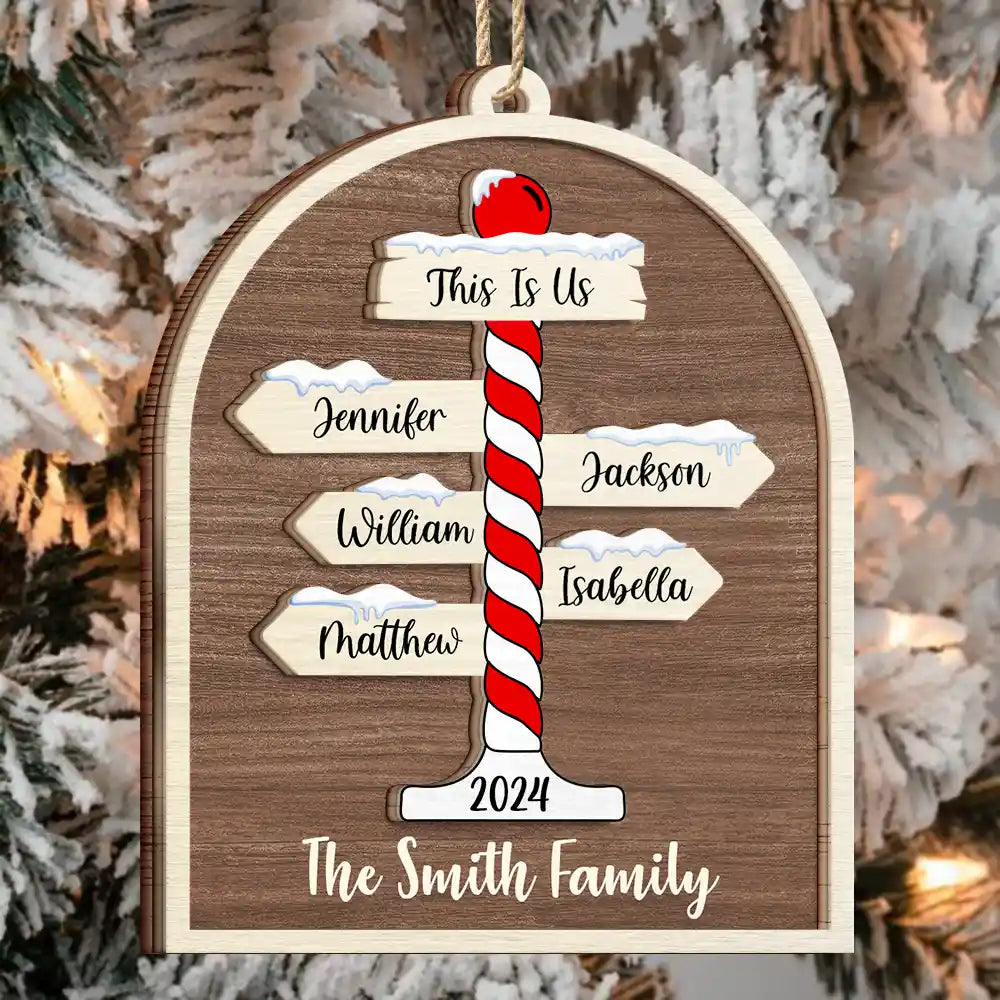 Christmas Family Icon Holiday Signs - Personalized 2-Layered Wooden Ornament ORNA1210