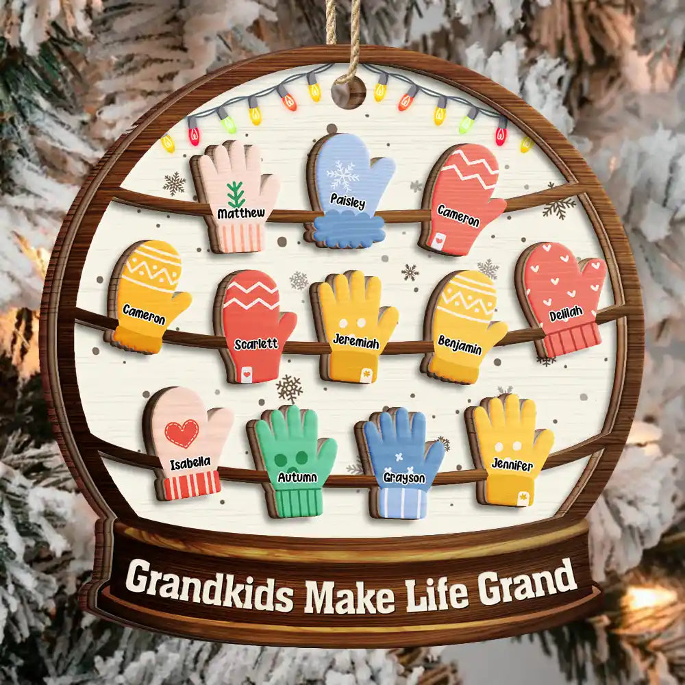 Grandkids Make Life Grand - Personalized 2-Layered Wooden Ornament ORNA1210