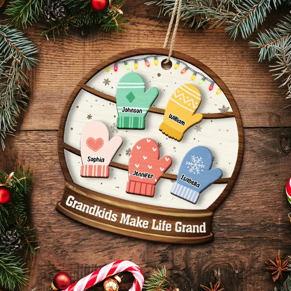 Grandkids Make Life Grand - Personalized 2-Layered Wooden Ornament ORNA1210