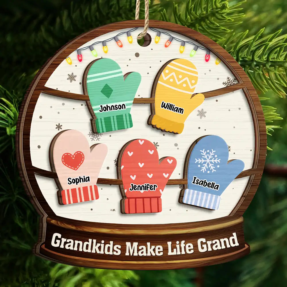 Grandkids Make Life Grand - Personalized 2-Layered Wooden Ornament ORNA1210