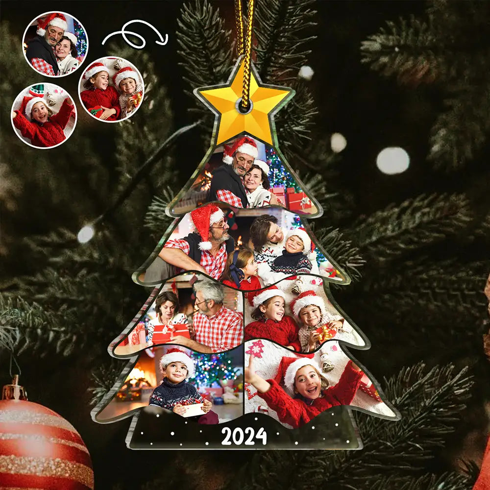 Custom Photo Christmas Tree Family Besties Sisters - Personalized Custom Shaped Acrylic Ornament ORNA1210