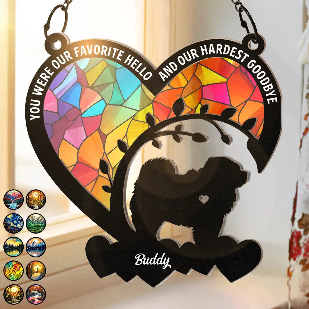 My Favorite Hello And My Hardest Goodbye - Personalized Window Hanging Suncatcher Ornament ORNA1210