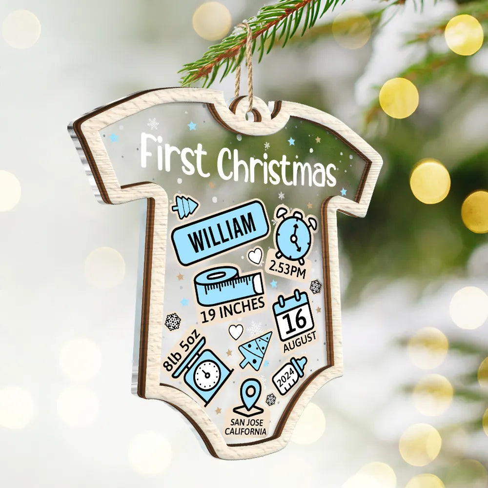 First Christmas Baby New Dad & Mom - Personalized 2-Layered Mix Ornament ORNA1210