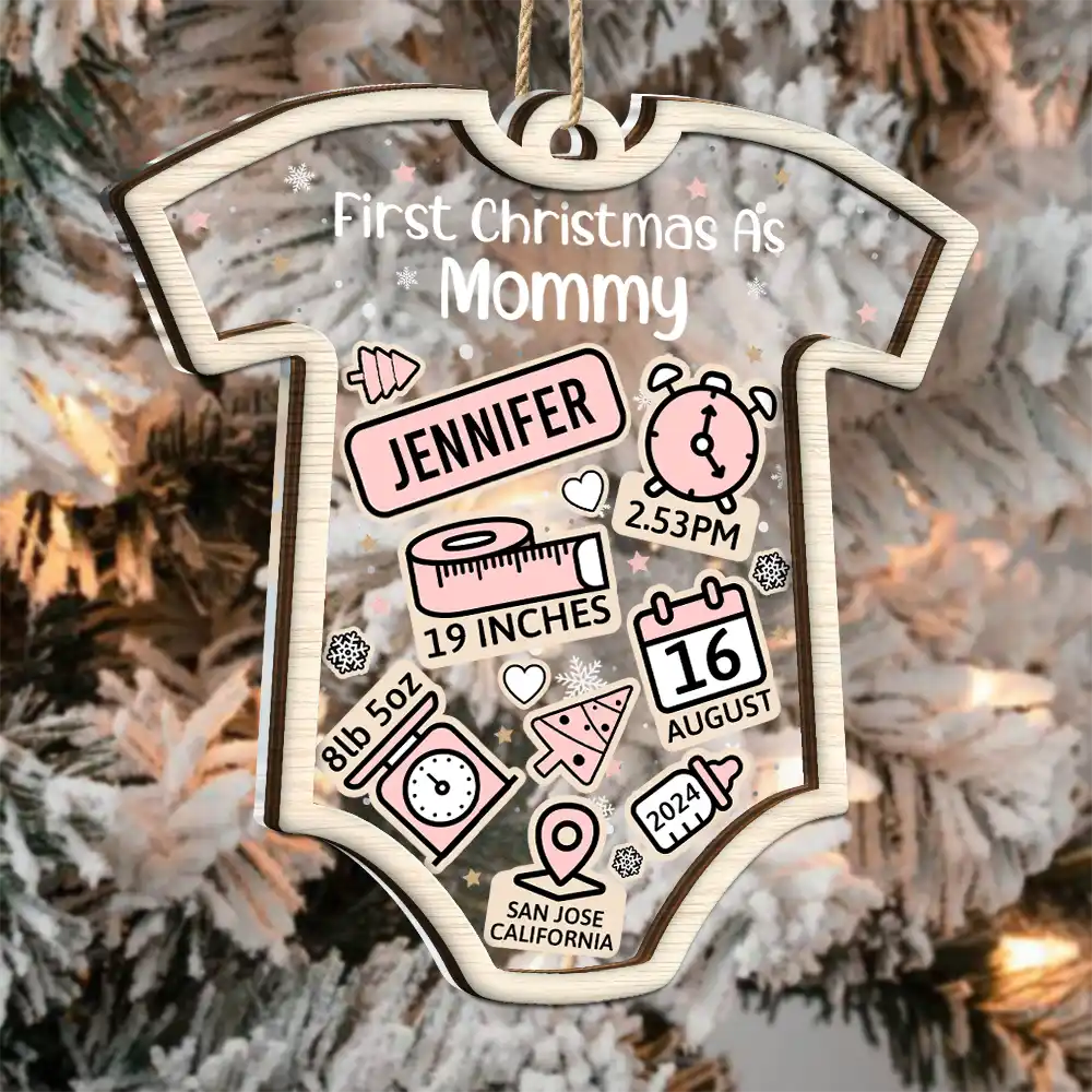 First Christmas Baby New Dad & Mom - Personalized 2-Layered Mix Ornament ORNA1210