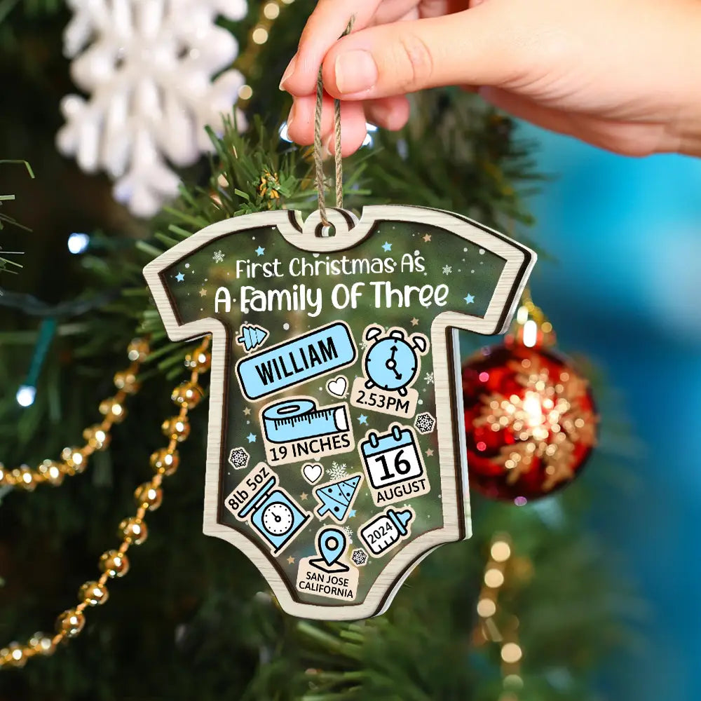 First Christmas Baby New Dad & Mom - Personalized 2-Layered Mix Ornament ORNA1210