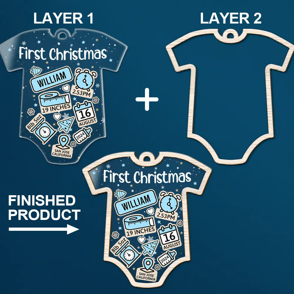 First Christmas Baby New Dad & Mom - Personalized 2-Layered Mix Ornament ORNA1210