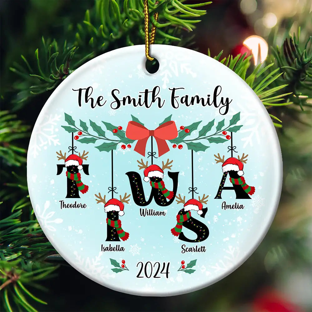 Family First Letter Name Monogram - Personalized Circle Ceramic Ornament ORNA1210