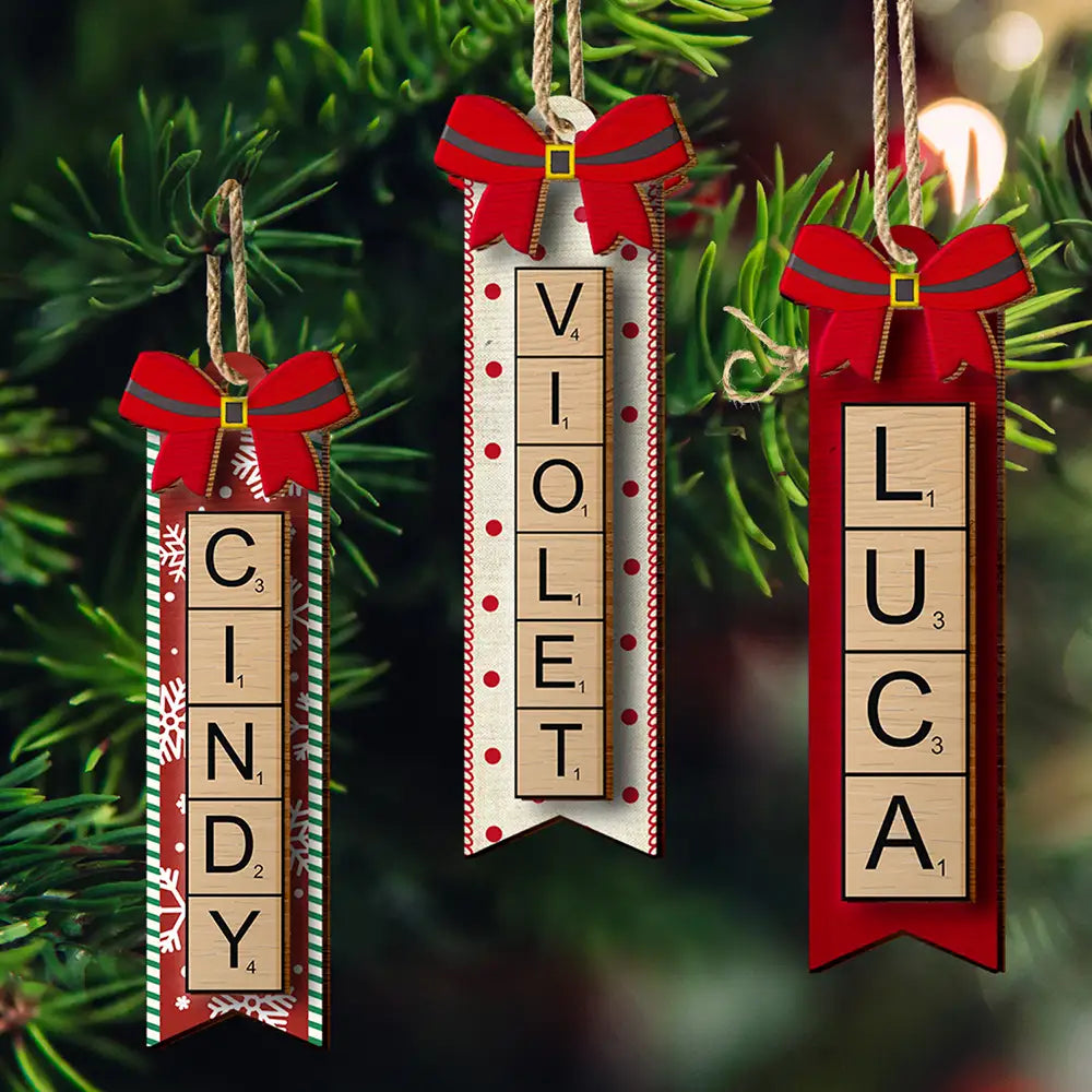 Christmas Scrabble Ornament Family Name Ornament - Personalized 2-Layered Wooden Ornament ORNA1210