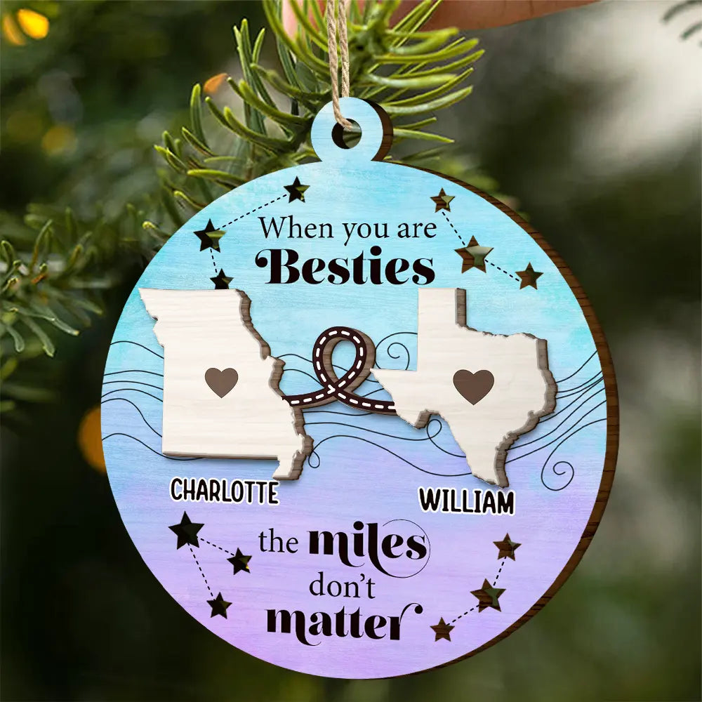 Family Friends Siblings Sisters Besties Long Distance - Personalized 2-Layered Wooden Ornament ORNA1210