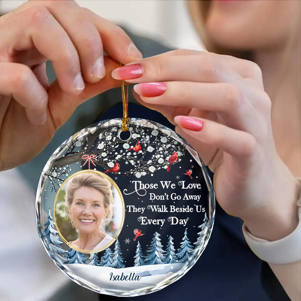 Custom Photo Forever In My Heart Cardinal - Personalized Circle Glass Ornament ORNA1210