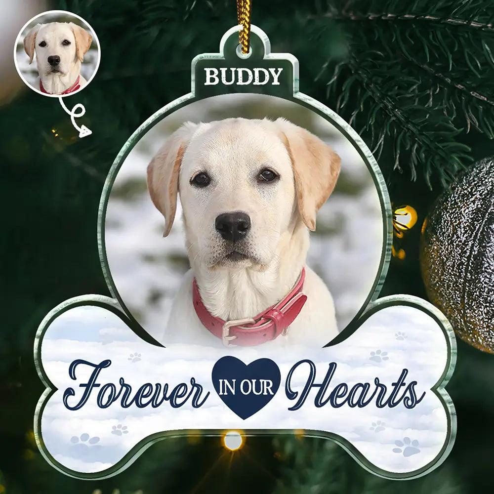 Custom Photo Forever In Our Hearts - Personalized Custom Shaped Acrylic Ornament ORNA1210
