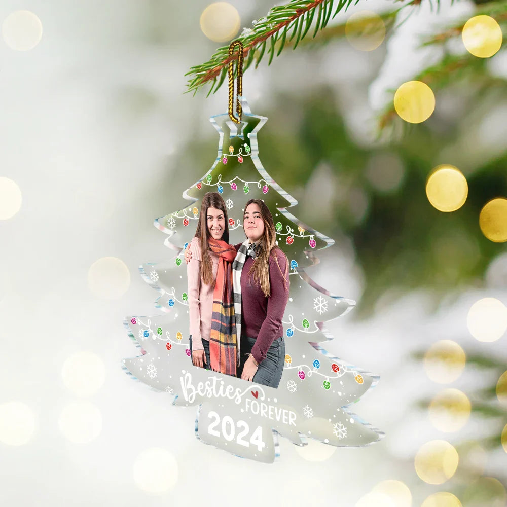 Custom Photo Family Friends Christmas Tree - Personalized Custom Shaped Acrylic Ornament ORNA1210