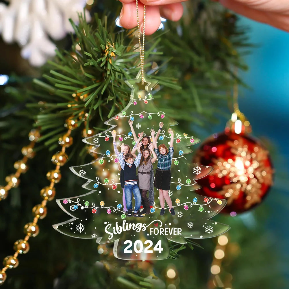 Custom Photo Family Friends Christmas Tree - Personalized Custom Shaped Acrylic Ornament ORNA1210