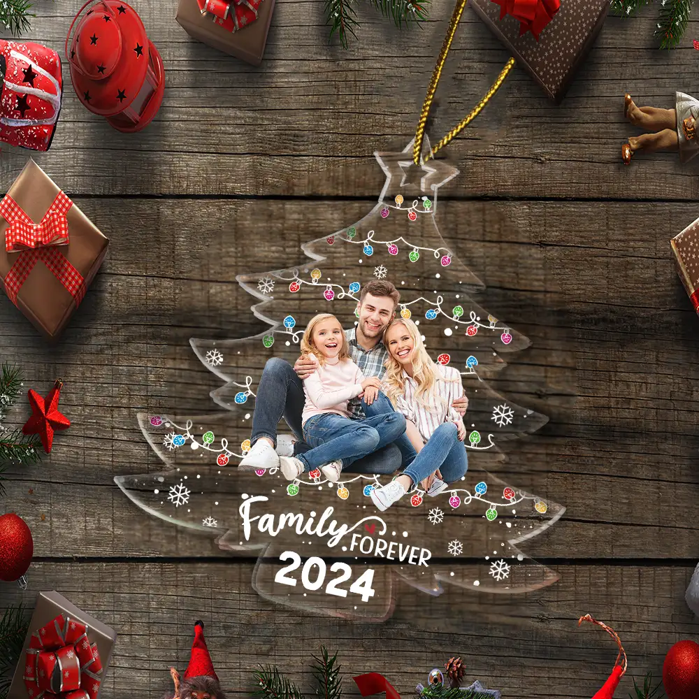 Custom Photo Family Friends Christmas Tree - Personalized Custom Shaped Acrylic Ornament ORNA1210