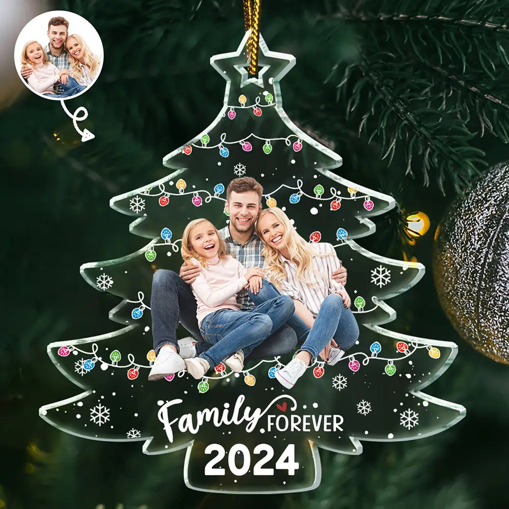 Custom Photo Family Friends Christmas Tree - Personalized Custom Shaped Acrylic Ornament ORNA1210