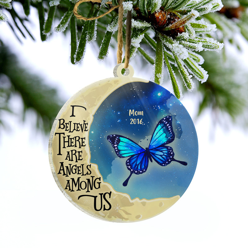 Angels Among Us - Memorial Gift - Personalized Custom Circle Acrylic Ornament ORNA1210