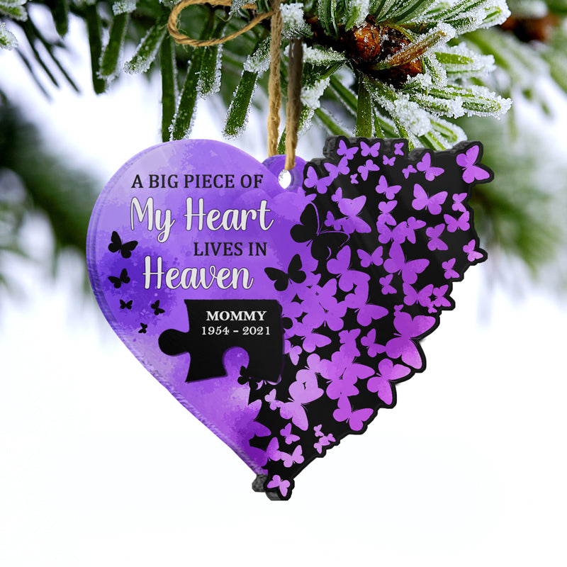 A Piece Of My Heart - Memorial Gift - Personalized Custom Heart Acrylic Ornament ORNA1210