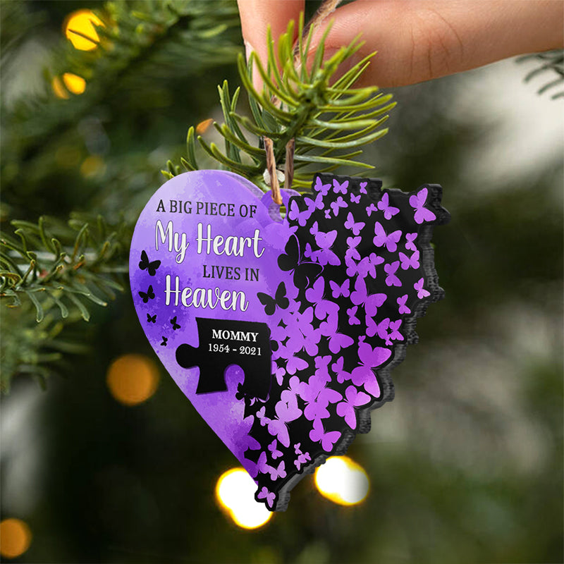 A Piece Of My Heart - Memorial Gift - Personalized Custom Heart Acrylic Ornament ORNA1210