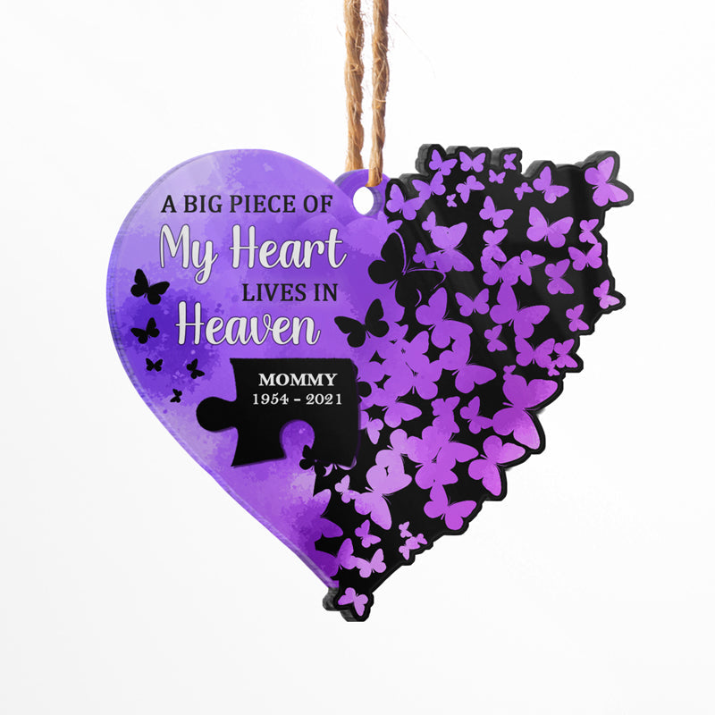 A Piece Of My Heart - Memorial Gift - Personalized Custom Heart Acrylic Ornament ORNA1210