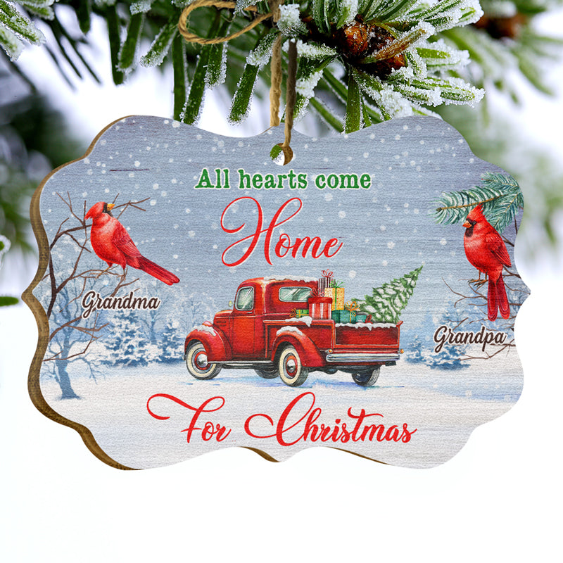 All Hearts Come Home For Christmas - Christmas Memorial Gift - Personalized Custom Wooden Ornament ORNA1210