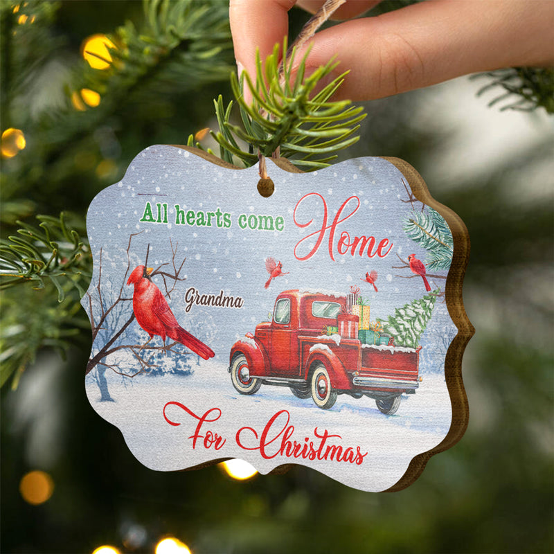 All Hearts Come Home For Christmas - Christmas Memorial Gift - Personalized Custom Wooden Ornament ORNA1210