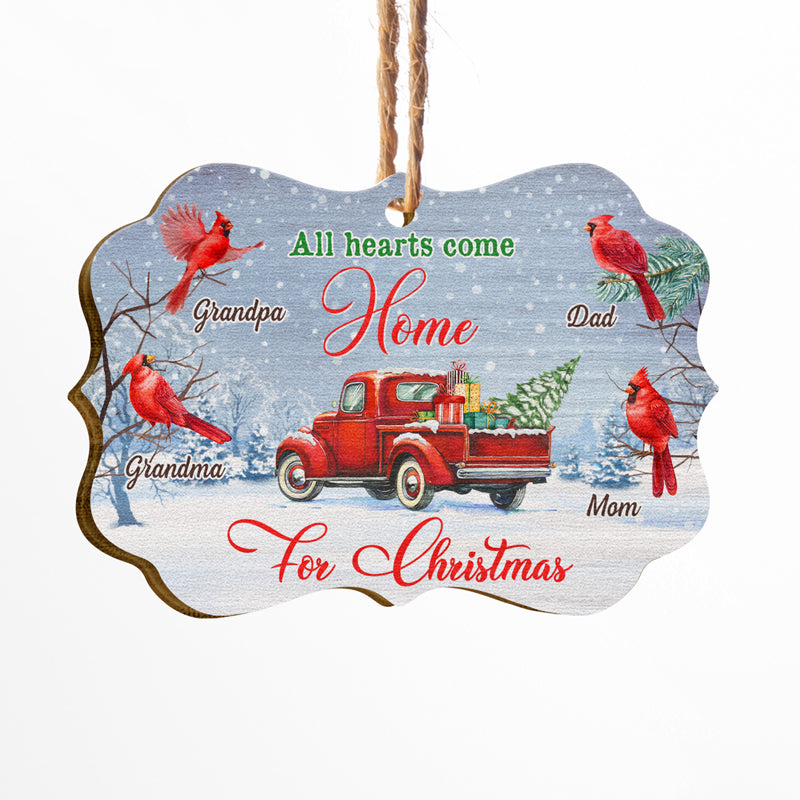 All Hearts Come Home For Christmas - Christmas Memorial Gift - Personalized Custom Wooden Ornament ORNA1210