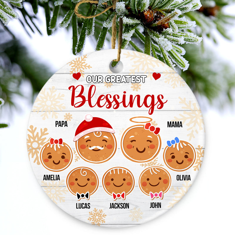 Our Greatest Blessings - Christmas Gift - Grandparents Gift - Personalized Custom Circle Ceramic Ornament ORNA1210