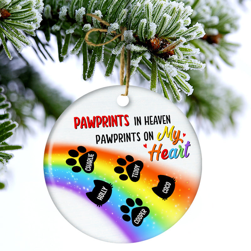 My Heart Is At The Rainbow Bridge - Dog Cat Memorial Gift - Personalized Custom Circle Ceramic Ornament ORNA1210