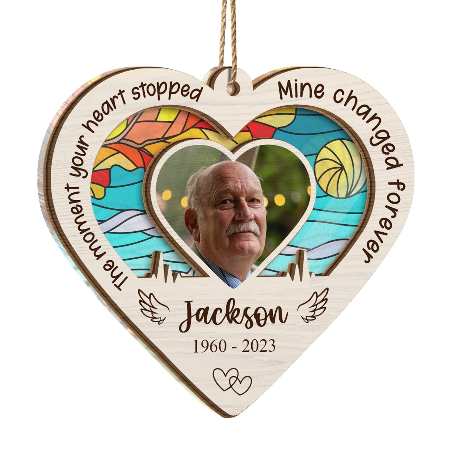 Custom Photo The Moment Your Heart Stopped Mine Changed Forever - Memorial Gift - Personalized Suncatcher Ornament ORNA1210