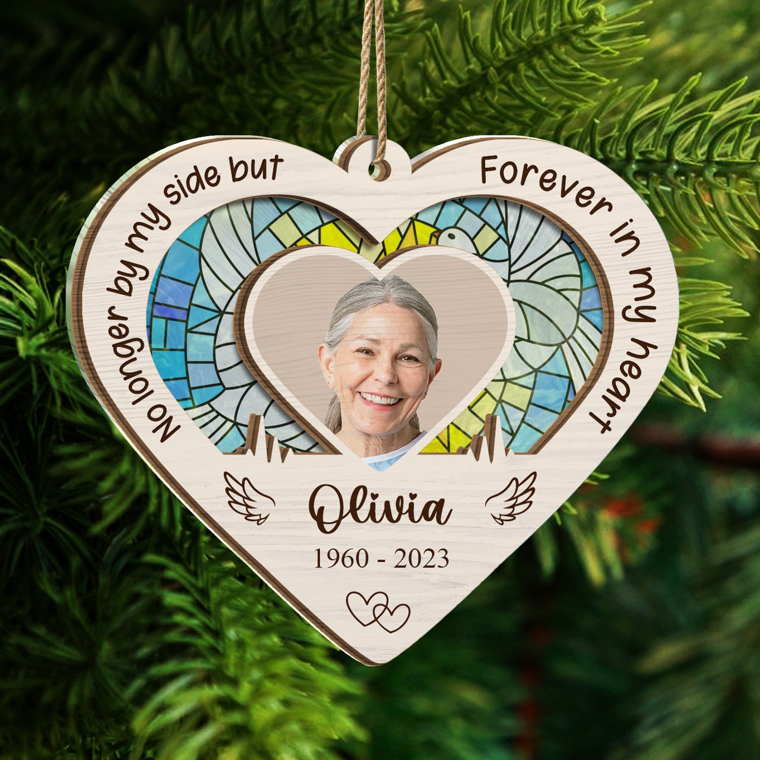 Custom Photo The Moment Your Heart Stopped Mine Changed Forever - Memorial Gift - Personalized Suncatcher Ornament ORNA1210