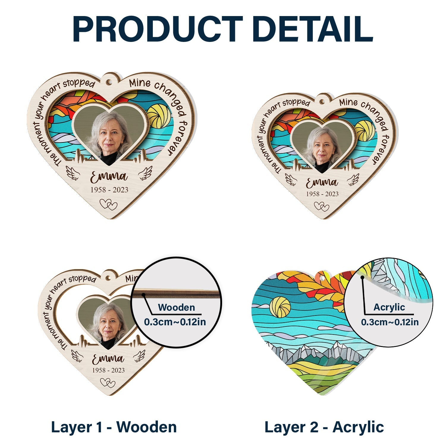 Custom Photo The Moment Your Heart Stopped Mine Changed Forever - Memorial Gift - Personalized Suncatcher Ornament ORNA1210