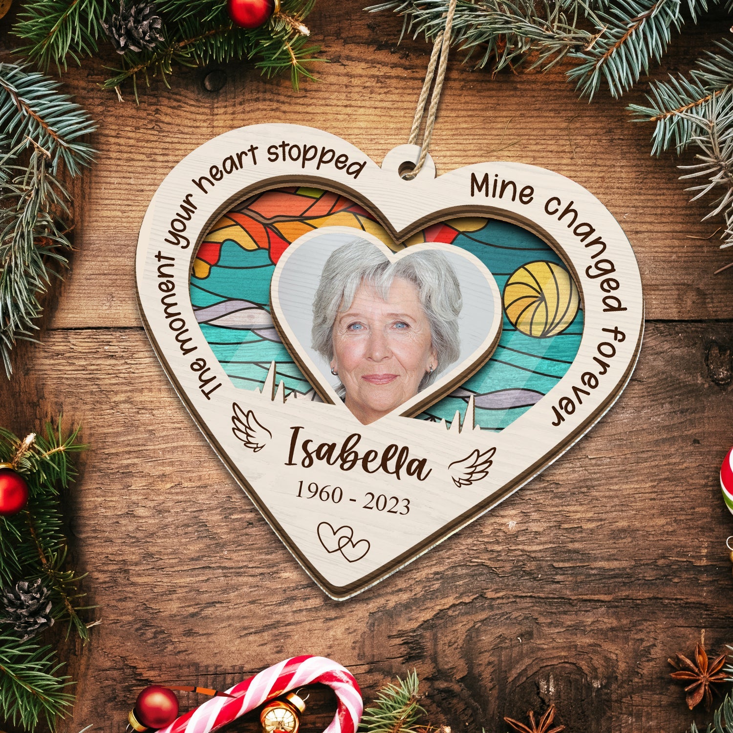 Custom Photo The Moment Your Heart Stopped Mine Changed Forever - Memorial Gift - Personalized Suncatcher Ornament ORNA1210