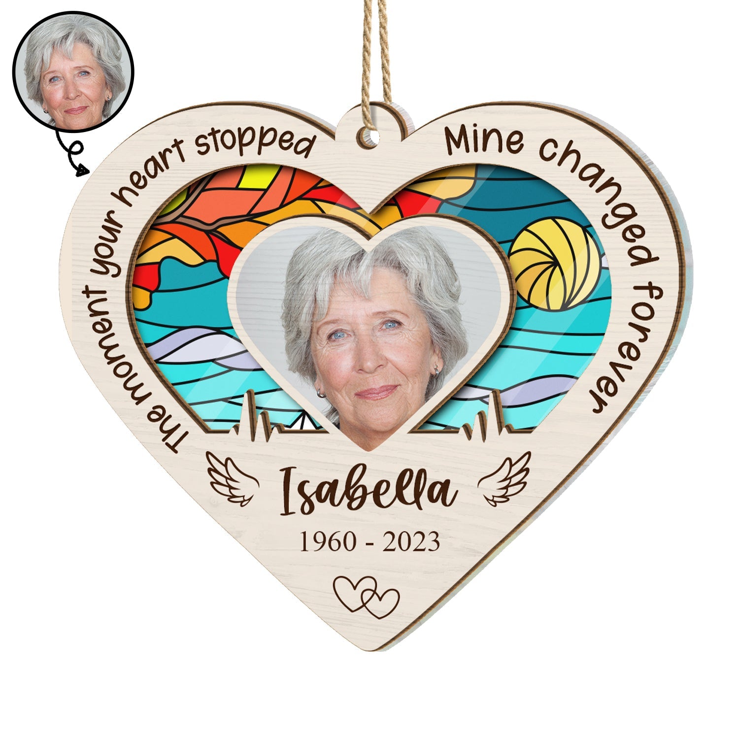 Custom Photo The Moment Your Heart Stopped Mine Changed Forever - Memorial Gift - Personalized Suncatcher Ornament ORNA1210